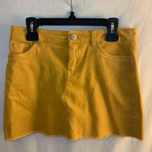 Mustard yellow, jean skirt, from forever 21!